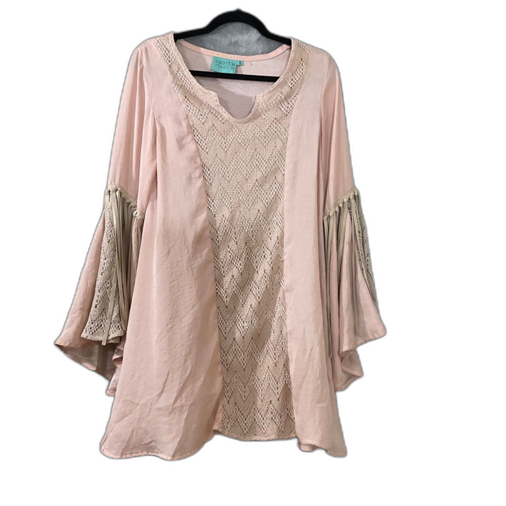 Judith March Fringe crochet Tunic Top sz. S Western Boho Rodeo Chic